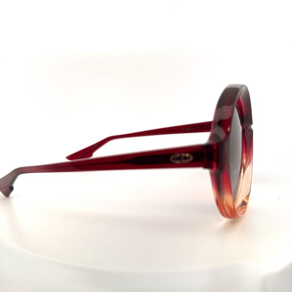 Dior Sunglasses Bianca OT5I7 Burgundy Pink Round Frame Gray Petrol Lens NEW main image 7